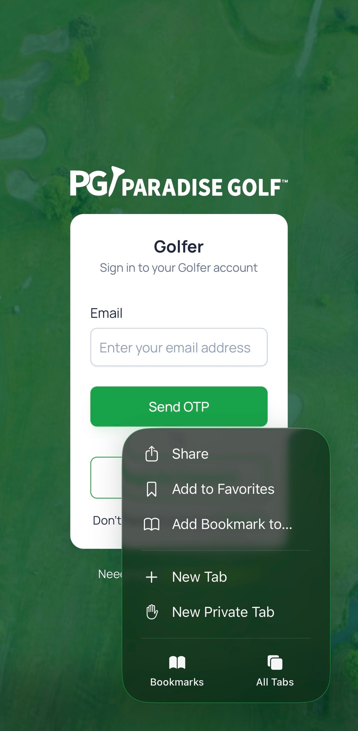 Open the Share Menu (iPhone/Safari)