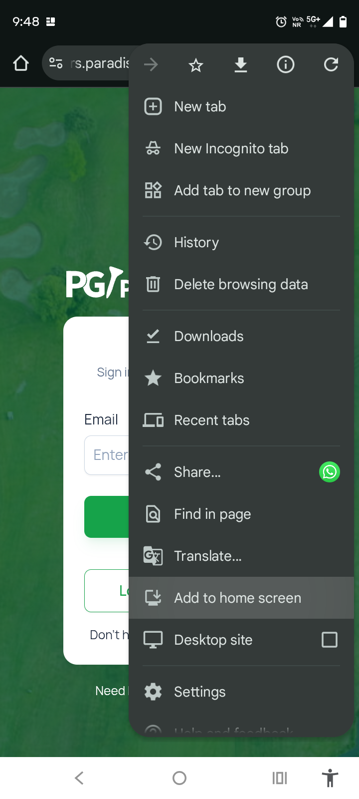 Choose “Add to Home Screen”