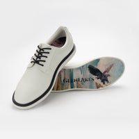 White shoes with black laces on a white background, featuring 'Glenlakes' branding. sells at Paradise Golf