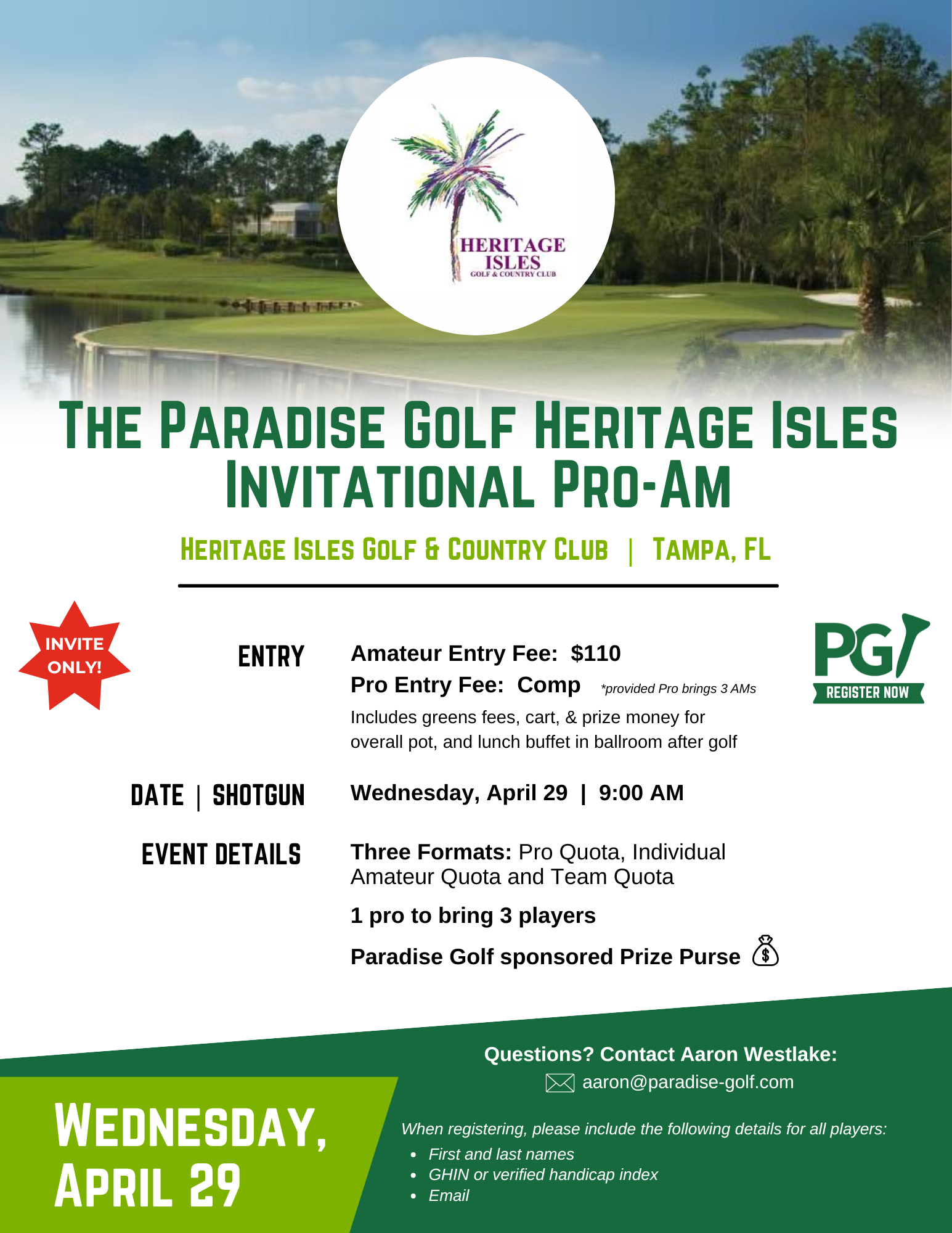 Paradise Golf Heritage Isles Pro Am Invitational, Weds Apr 29, 2026
