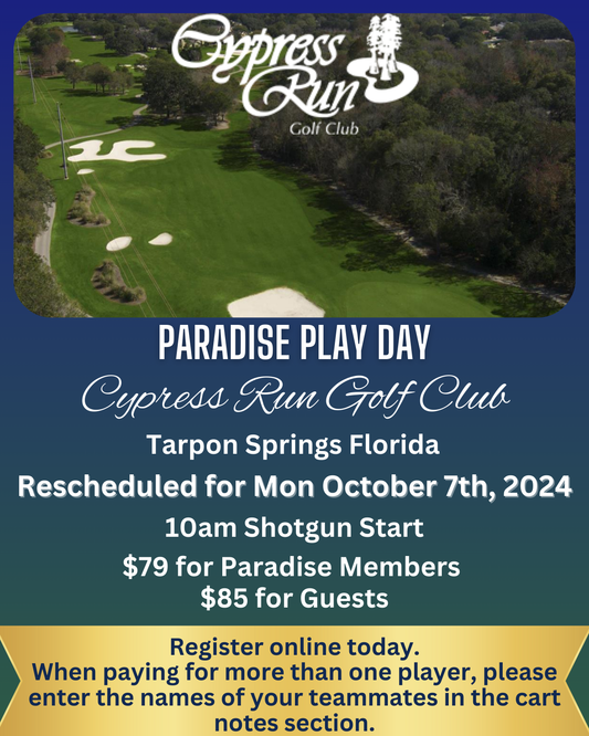 Cypress Run Paradise Play Day Event Monday Oct 7th