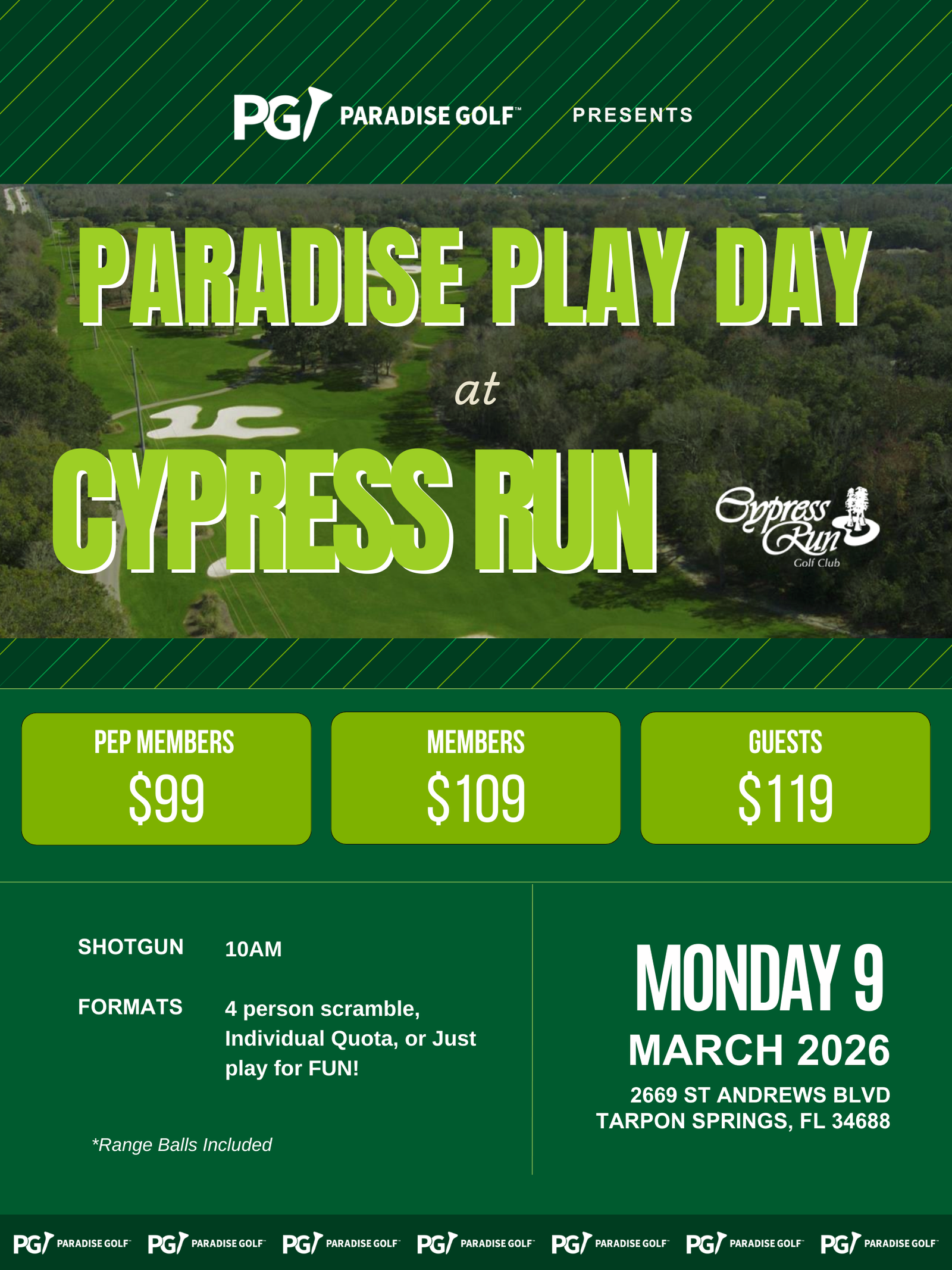 Cypress Run Paradise Play Day Event Monday March 9, 2026
