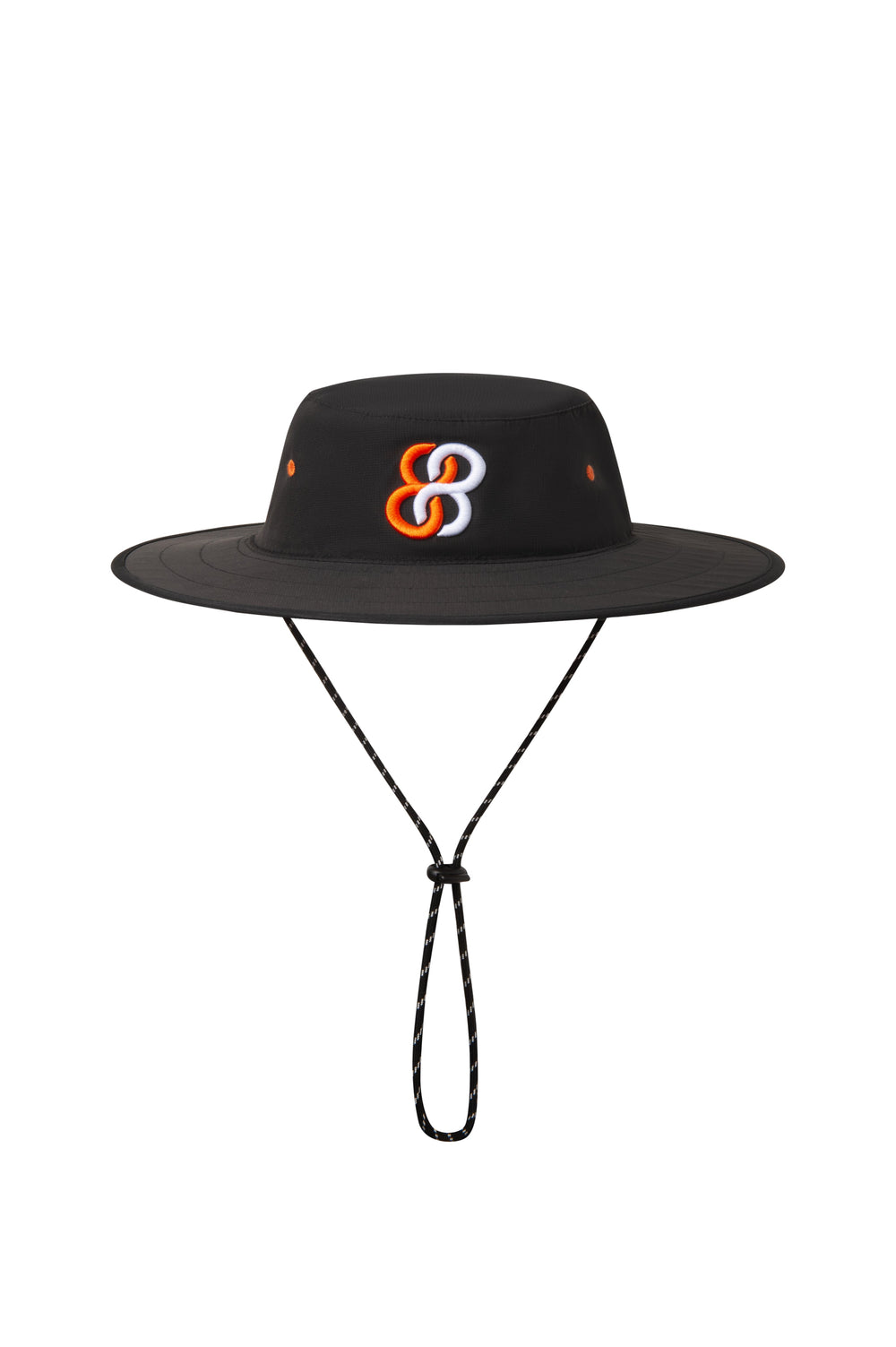 Black bucket hat with a logo on a white background sells at Paradise Golf