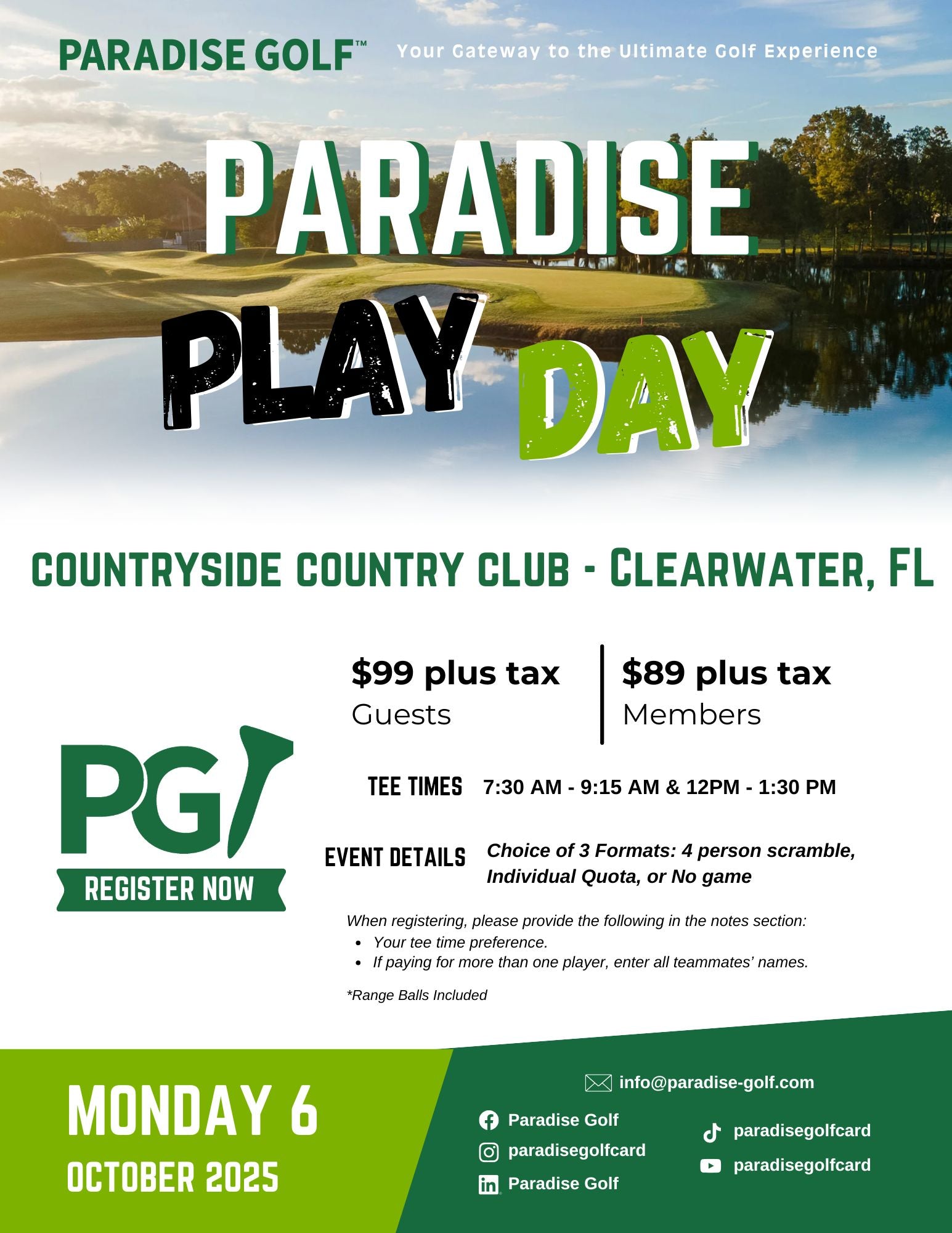 Countryside CC Play Day Tournament Monday October 6