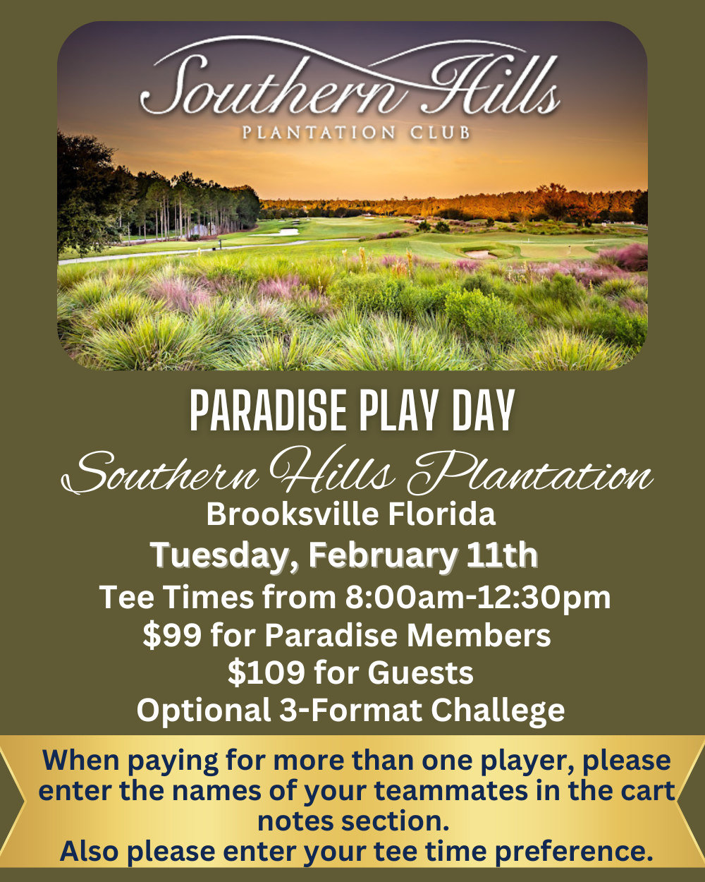 Southern Hills Tournament Play Day Tues February 11th