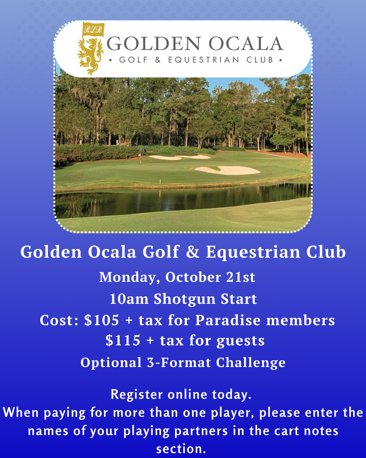 Golden Ocala Play Day Monday October 21st